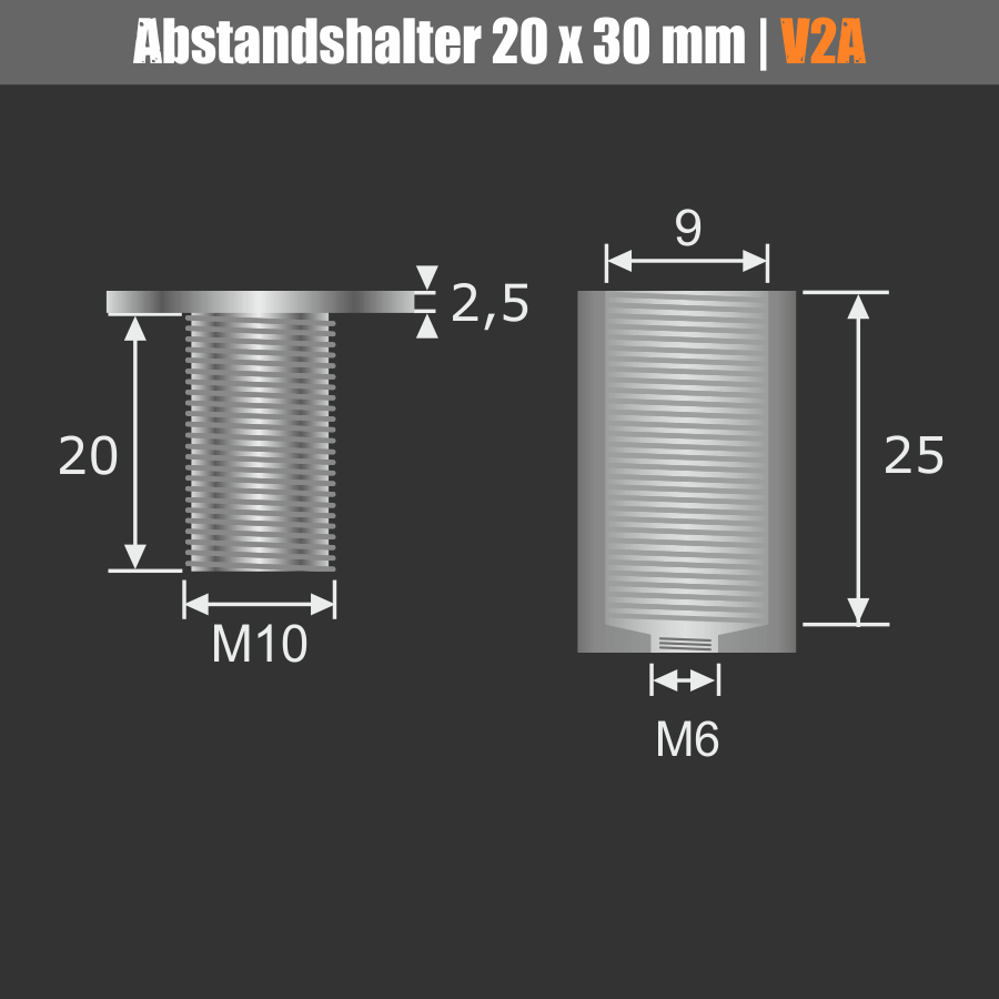 Halter Kleiderhaken V2A Skizze der einzelnen Bauteile auf dunklem Hintergrund