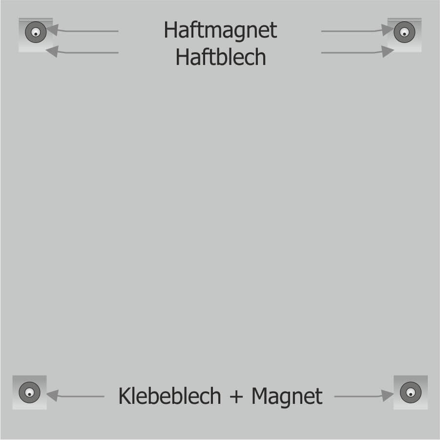 Magnetmontage Spiegel als Set selbstklebend 70x70 mm Montageanleitung