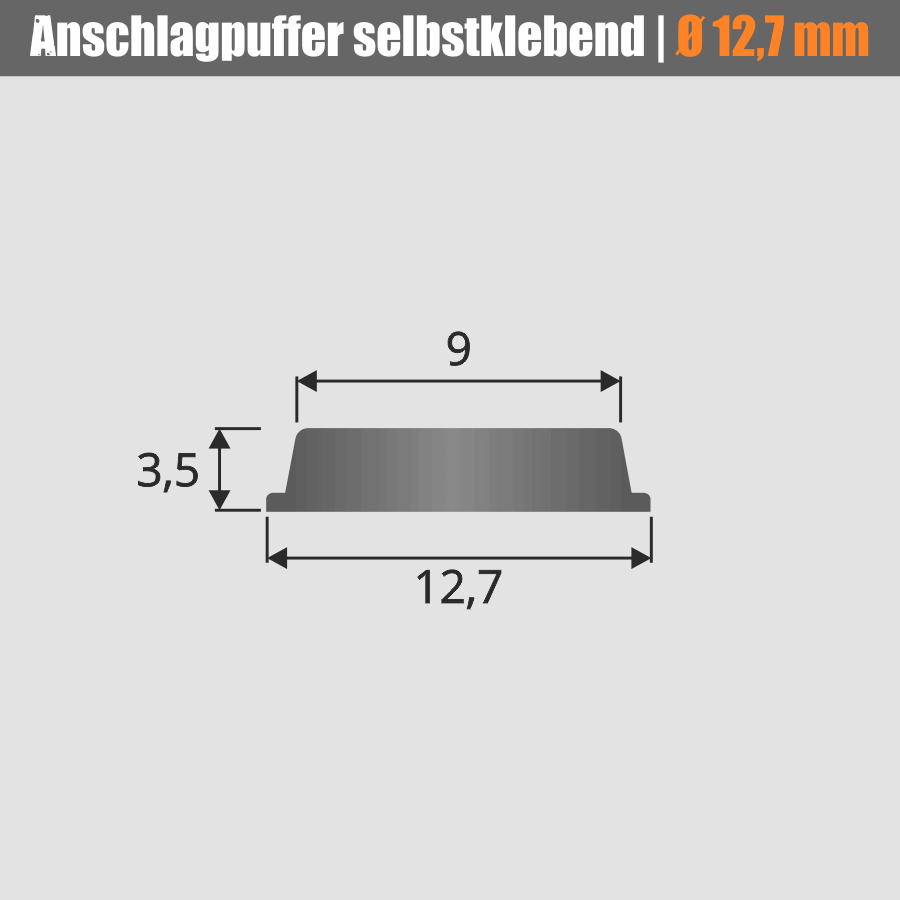 Anschlag-Puffer Gummi selbstklebend schwarz Skizze mit Maße