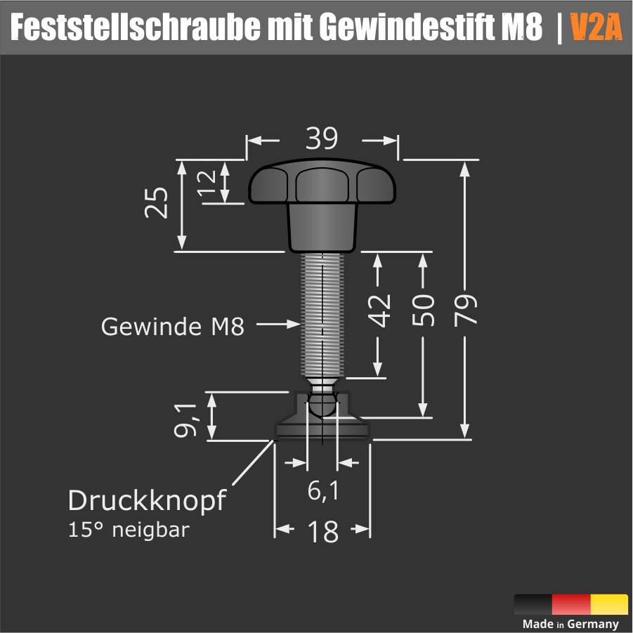 Tischklemme Edelstahl Spuckschutz Skizze Feststellschraube mit Maße