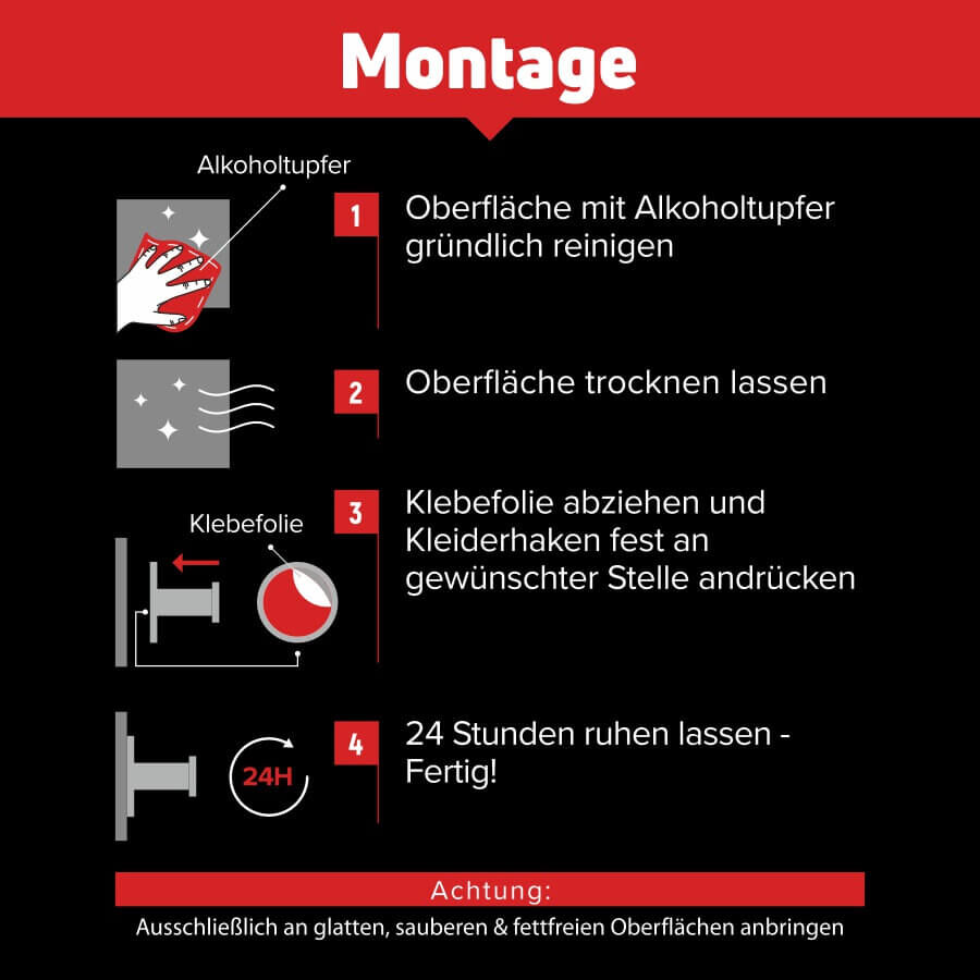 Kleiderhaken Handtuchhalter Edelstahl selbstklebend Montageanleitung