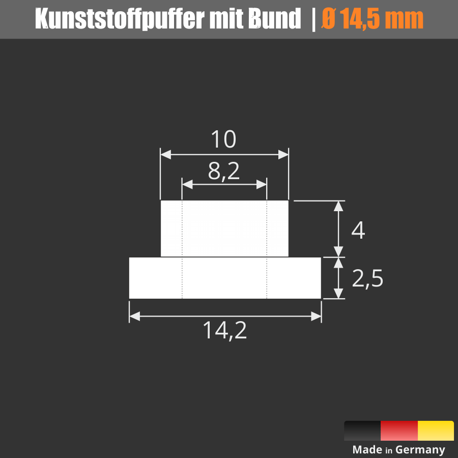 Schutz-Hülse M8 Kunststoff Bund Skizze mit Maße