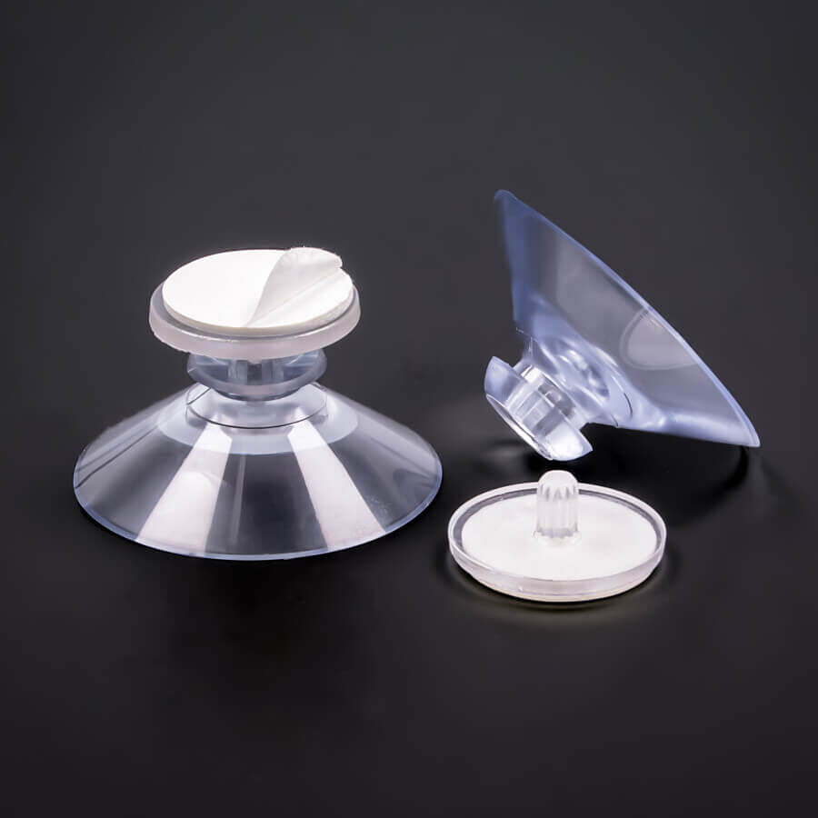 Saugnapf Ø 40 mm selbst-klebend | Saugnäpfe | Klebefläche liegend und stehend auf dunklem Untergrund