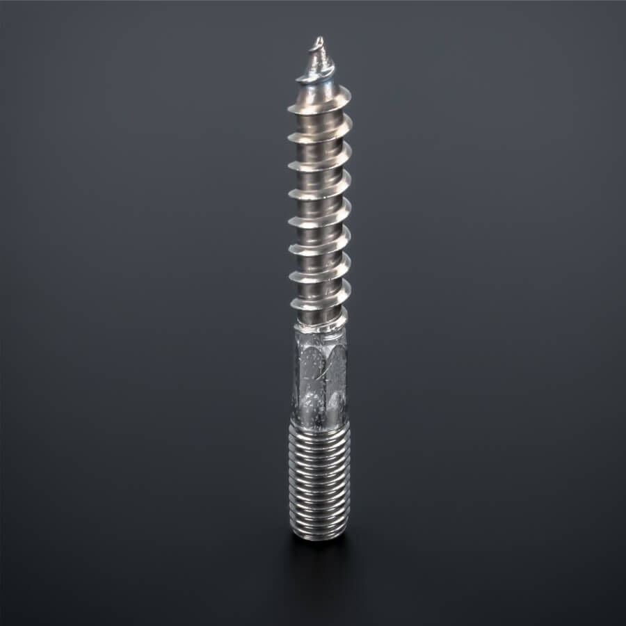 Stockschraube V2A M10 x 80 mm stehend auf schwarzem Untergrund