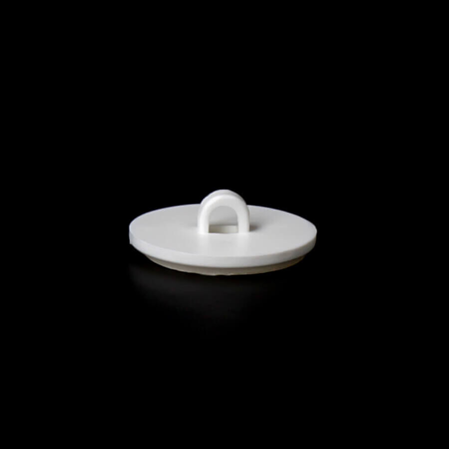 Klebepunkt mit Öse 20 mm | Kunststoff | Plastik | Deckenöse bis 200 g liegend auf dunklem Untergrund