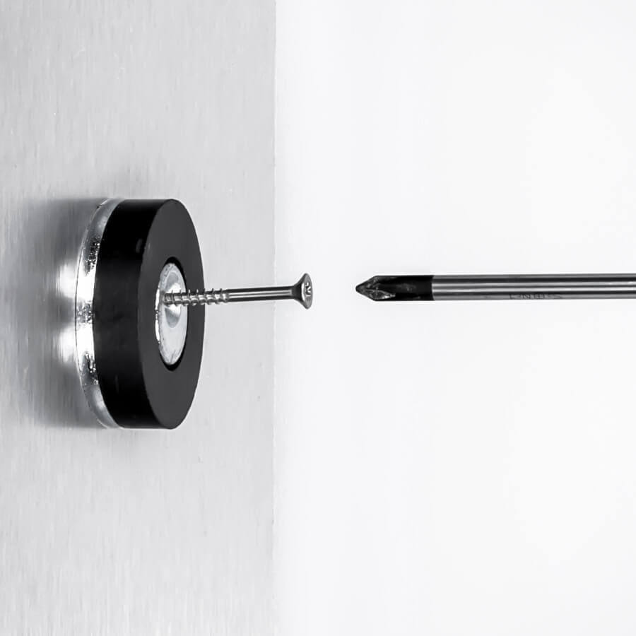 Spiegel-Haft-Magnet Ø45mm Haftkraft 10kg Montagevorgang an Wand