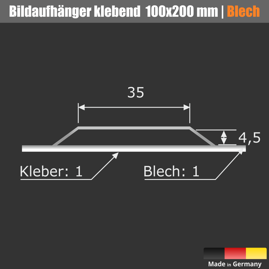 Bildaufhänger Bilderhaken selbstklebend 100x200mm Skizze2