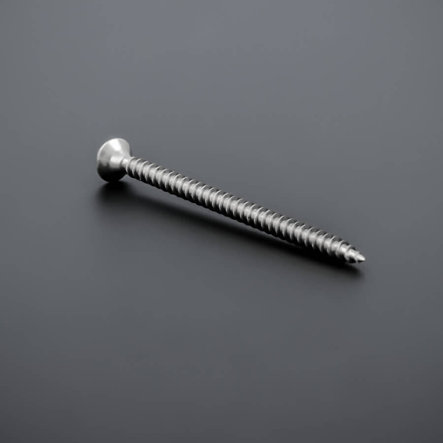 Senkkopfschraube 3x50 mm Edelstahl V2A - verstärkter Kopf | Kreuz gedreht liegend auf dunklem Untergrund