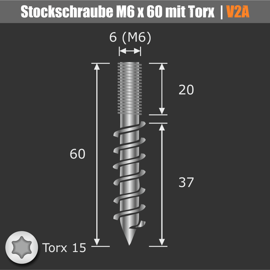 Sandwichabstandhalter V2A Ø15x20mm PS:8-10mm o.2x4-5mm | Stockschraube