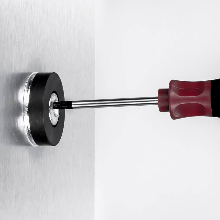Spiegel-Haft-Magnet Ø45mm Haftkraft 10kg Montagevorgang an heller Wand