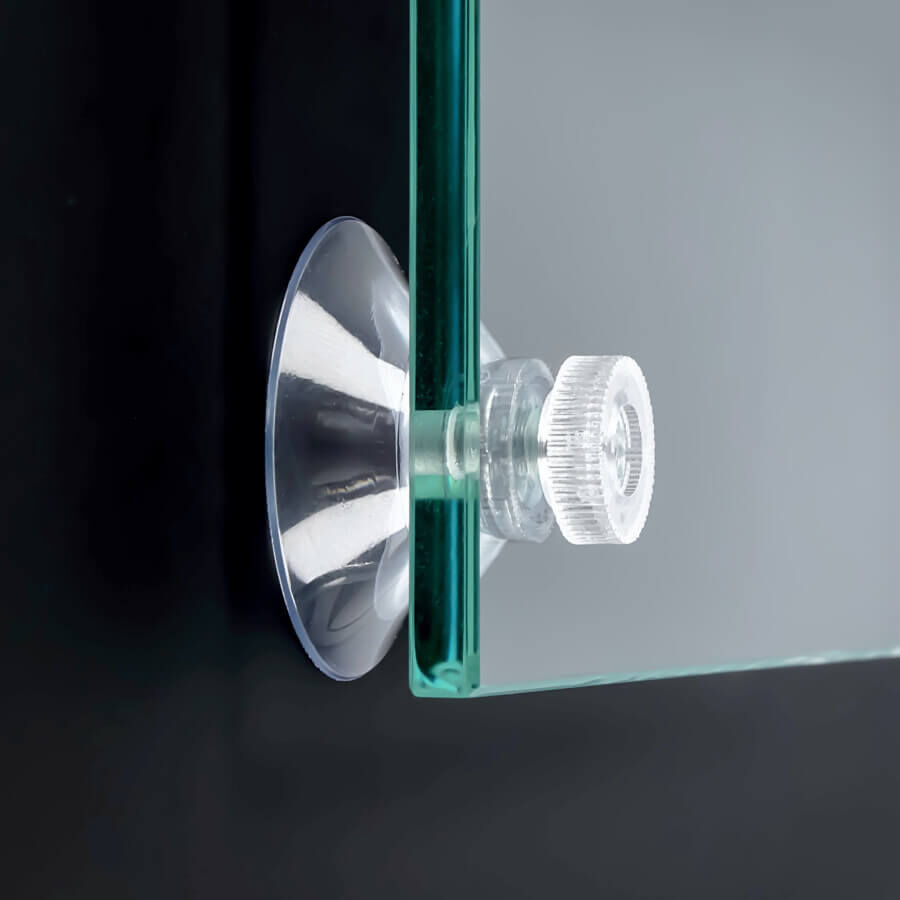 Saugnapf Ø 40 mm mit M4x10 mm Gewinde an Glasplatte montiert