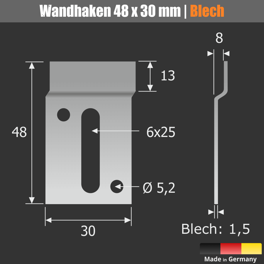 Wandhaken für die Bilderaufhängung Skizze