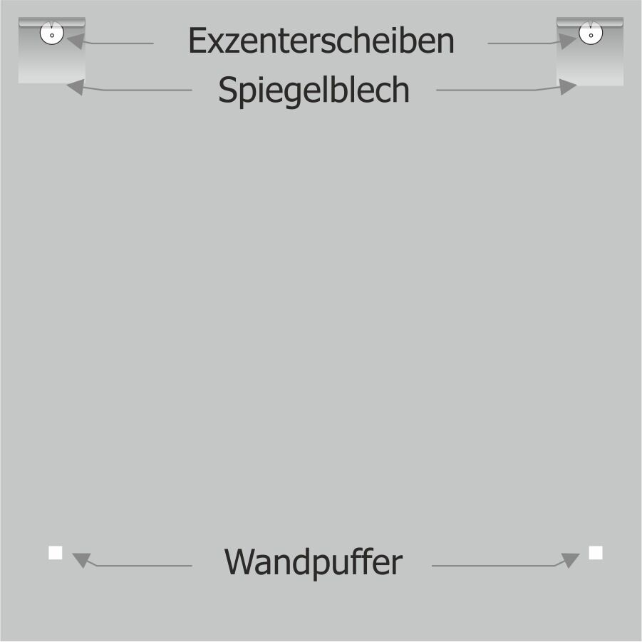 Spiegelbefestigung im Set bis 12 kg Montageskizze