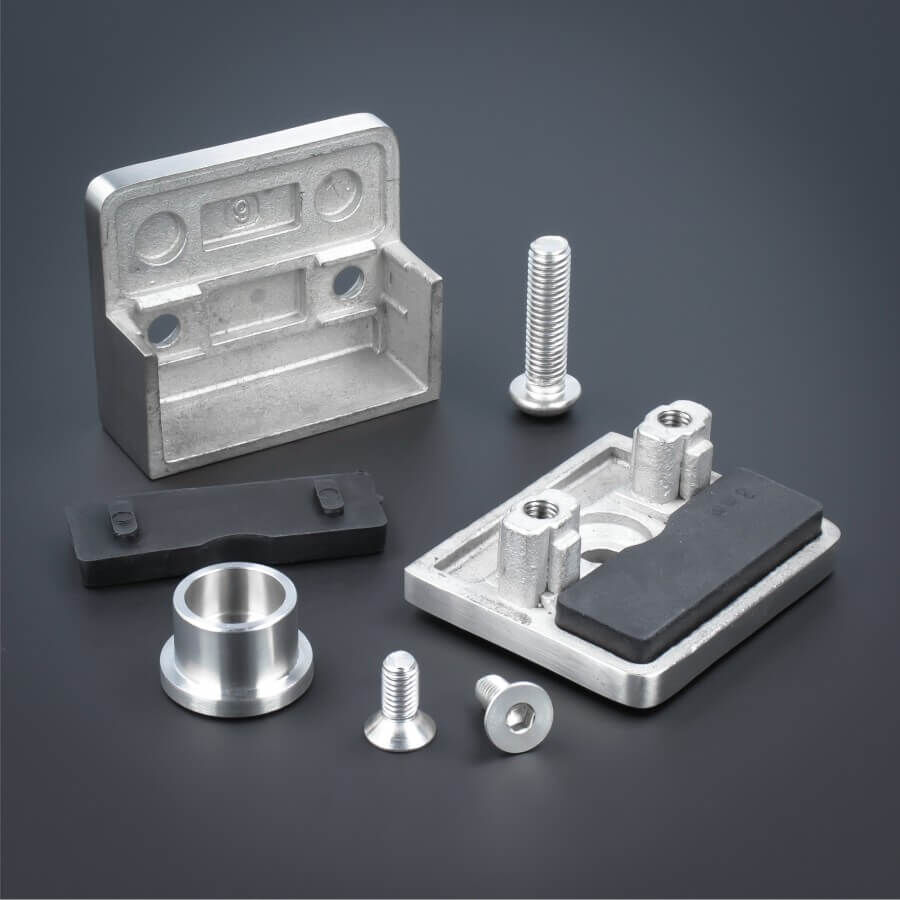 Glashalter Edelstahl eckig 60 x 50 mm einseitig Lieferumfang auf dunklem Untergrund